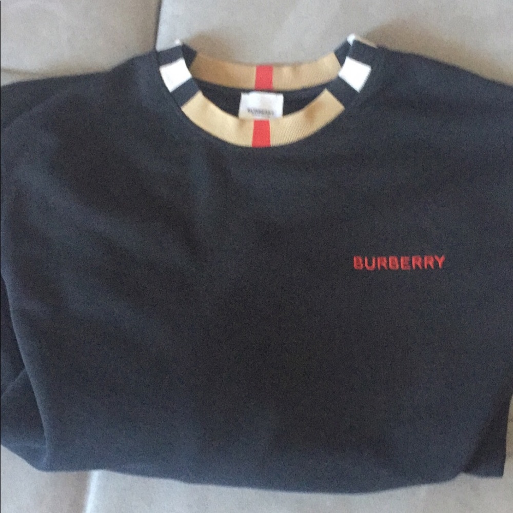 Black Burberry Sweater w Nova Check Collar